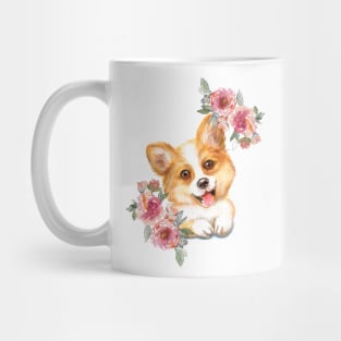 Cute Corgi Puppy Dog Watercolor Art Mug